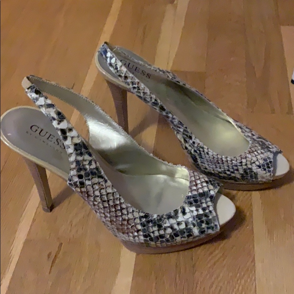 Worn once/twice snake skin platform Guess heels